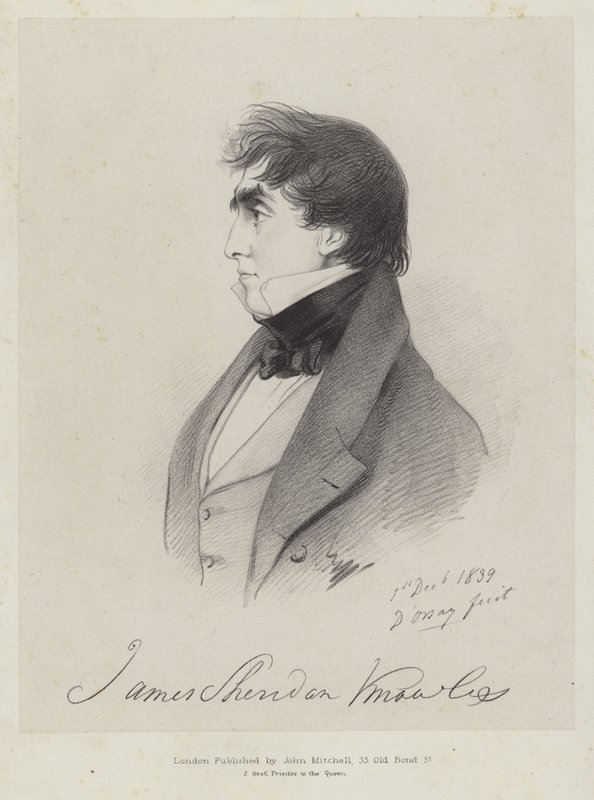 James Sheridan Knowles , irský dramatik a herec, 1839 od Count Alfred D