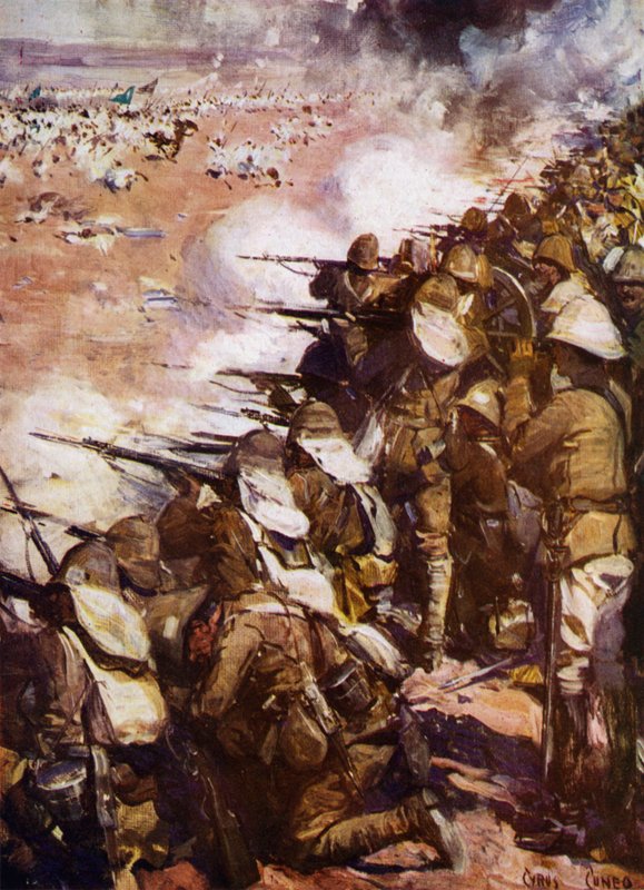 Bitva o Omdurman (barevné lito) od Cyrus Cuneo