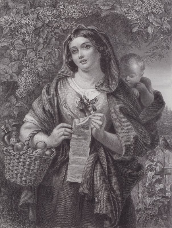The Ballad Singer (rytina) od Daniel (after) Maclise