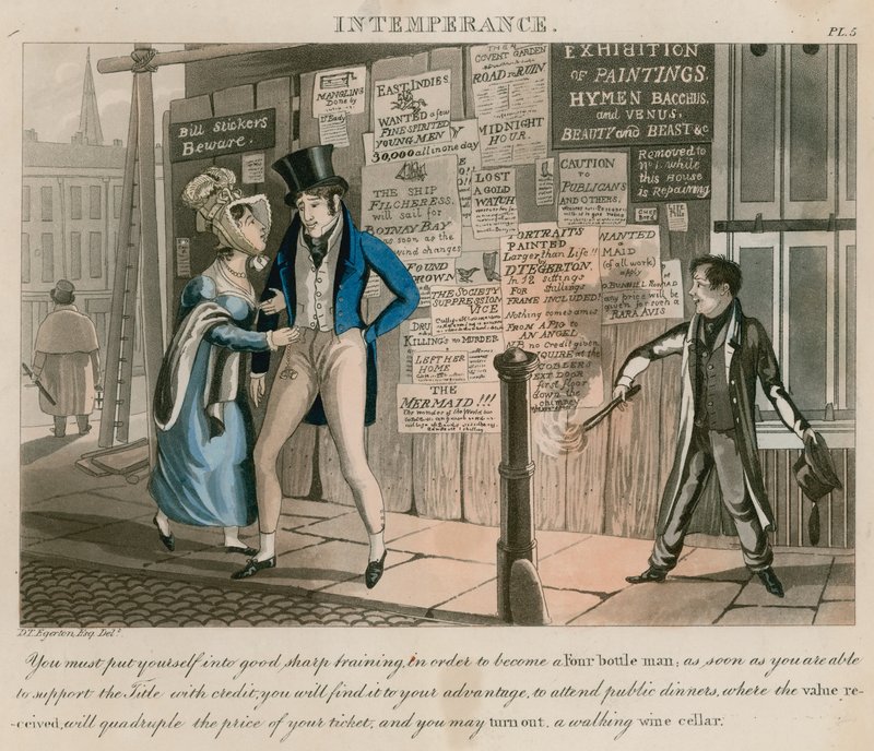 Nestřídmost; karikatura vydaná v roce 1828 od Daniel Thomas Egerton