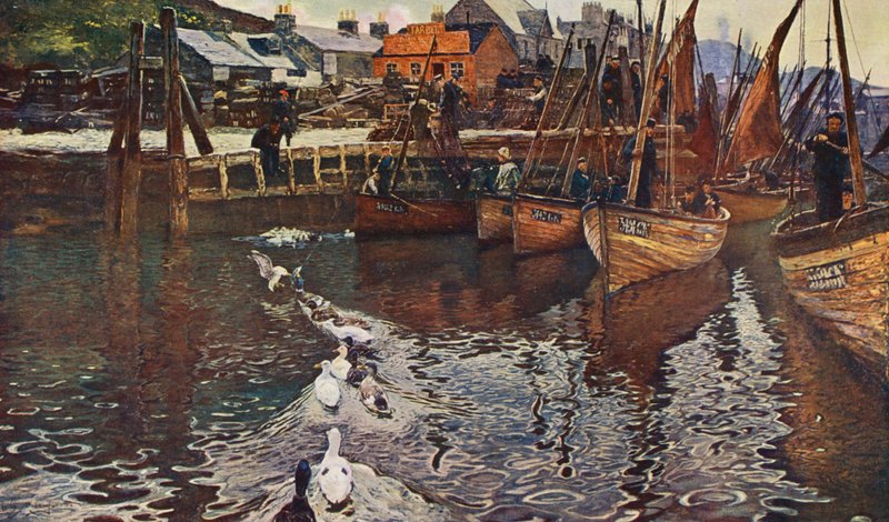 Tarbert Harbour, Loch Fyne (barevná litografie) od David (after) Murray