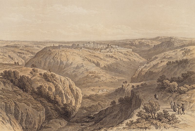 Jeruzalém z jihu (barva lito) od David (after) Roberts
