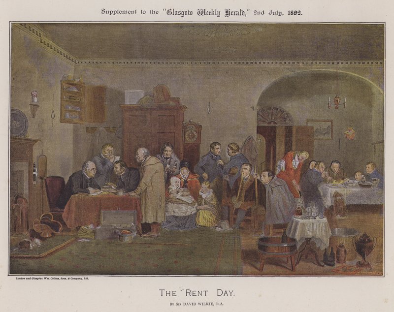 The Rent Day (barevné lito) od David (after) Wilkie