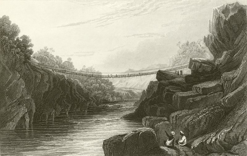 Travnatý lanový most v Teree, Gurwall od David Cox