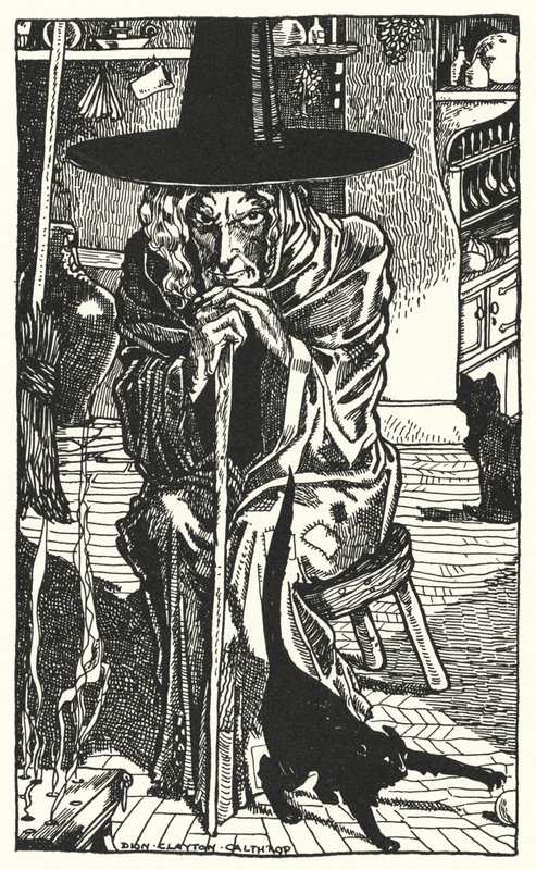 Sama čarodějnice (rytina) od Dion Clayton Calthrop