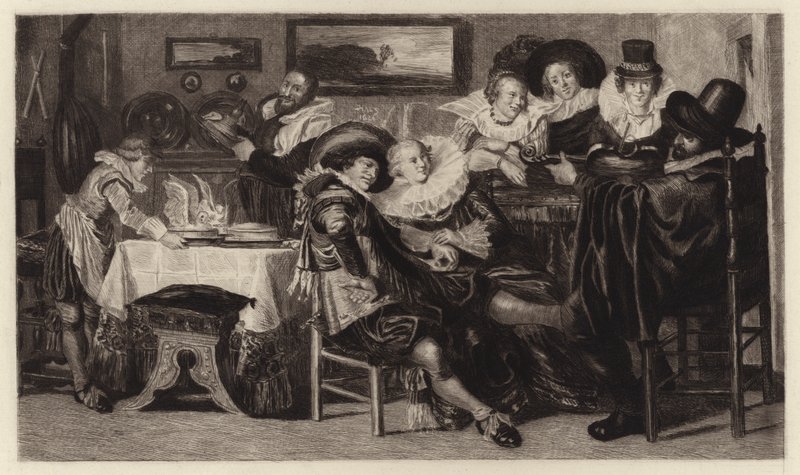 The Meal (rytina) od Dirck Hals