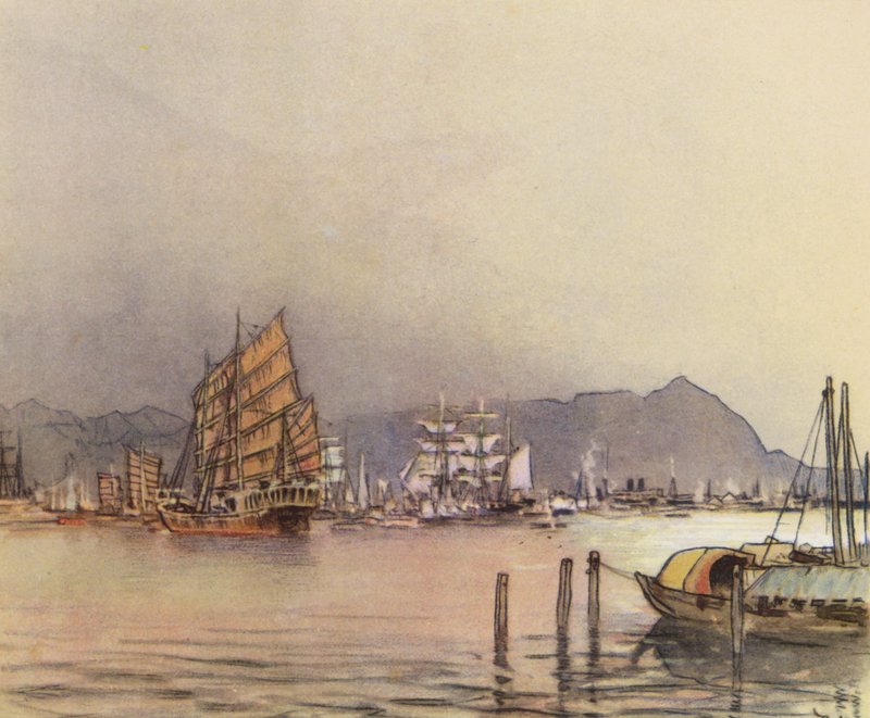 Hong-Kong (barevná litografie) od Donald (after) Maxwell