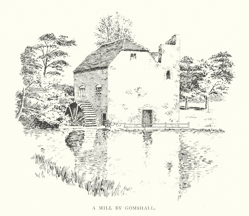 Mlýn od Gomshalla (litografie) od Duncan Moul