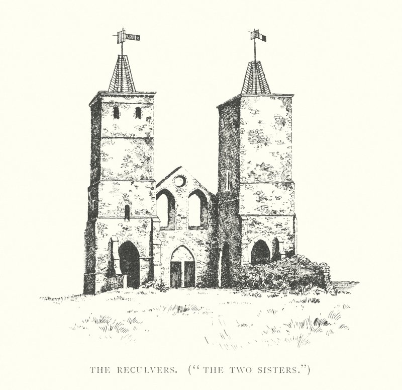 The Reculvers, "The Two Sisters" (litografie) od Duncan Moul