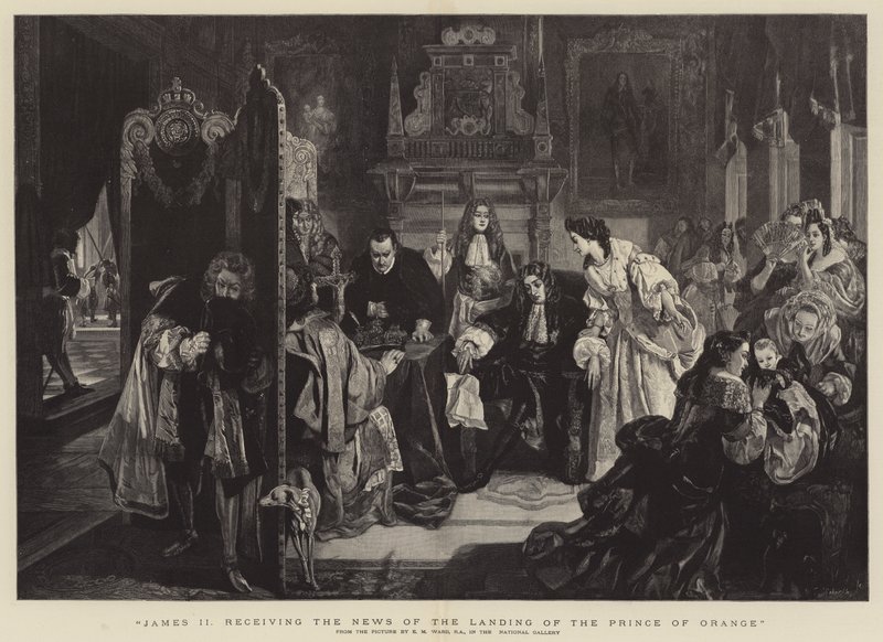 Jakub II. přijímá zprávy o vylodění prince Oranžského od Edgar Melville Ward