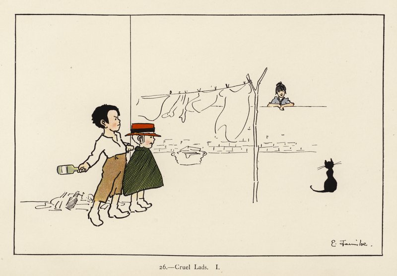 Cruel Lads I (barva lito) od Edith Farmiloe