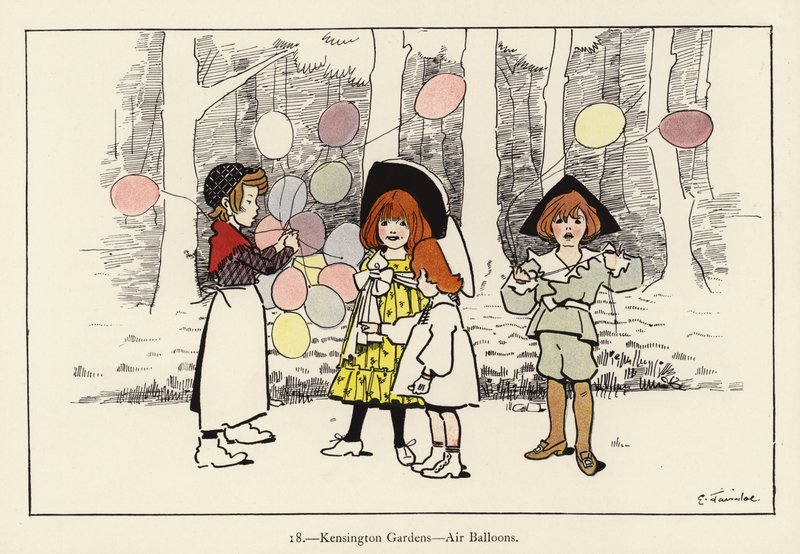 Kensingtonské zahrady, vzduchové balóny od Edith Farmiloe