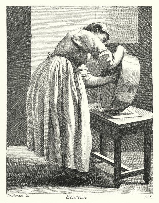 Scullery Maid (rytina) od Edmé (after) Bouchardon