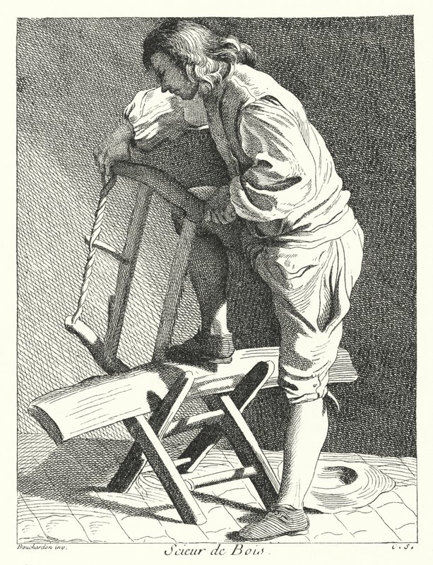 Wood Sawyer (rytina) od Edmé (after) Bouchardon