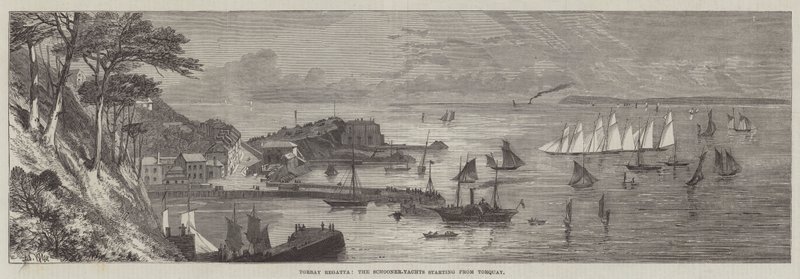 Torbay Regatta, škuner-jachty startující z Torquay od Edmund Morison Wimperis