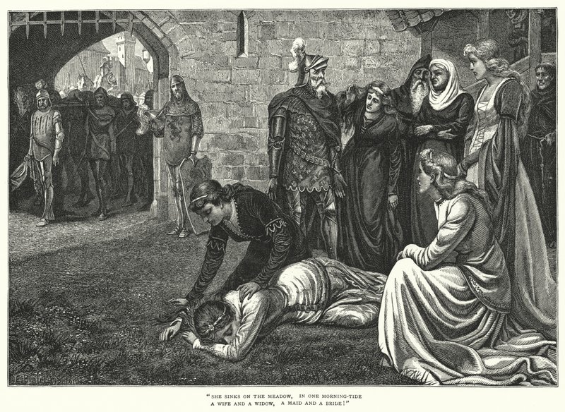 The Bridal Of Malahide (rytina) od Edmund Blair (after) Leighton