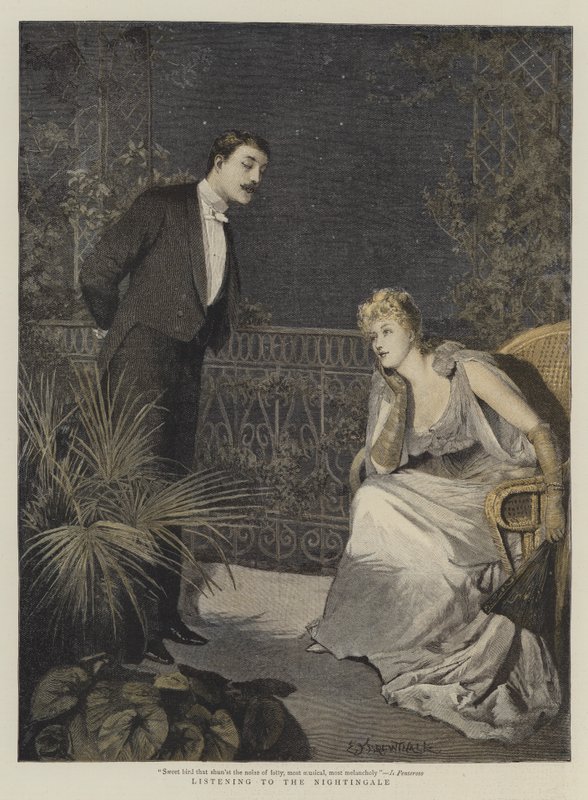 Poslech slavíka (chromolitho) od Edward Frederick Brewtnall