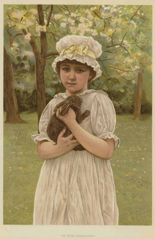 V sadu (chromolitho) od Edward Killingworth Johnson
