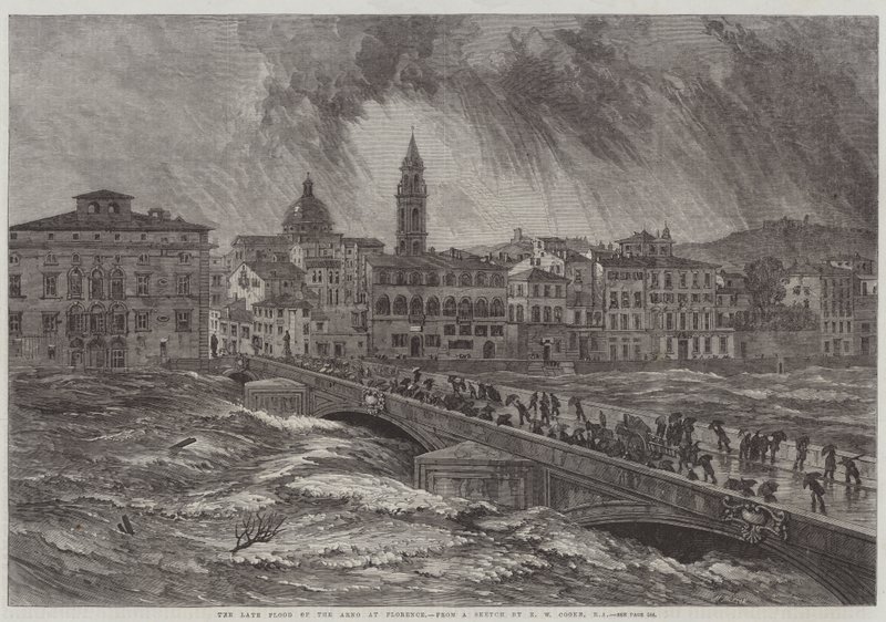 Pozdní potopa Arna ve Florencii od Edward William Cooke
