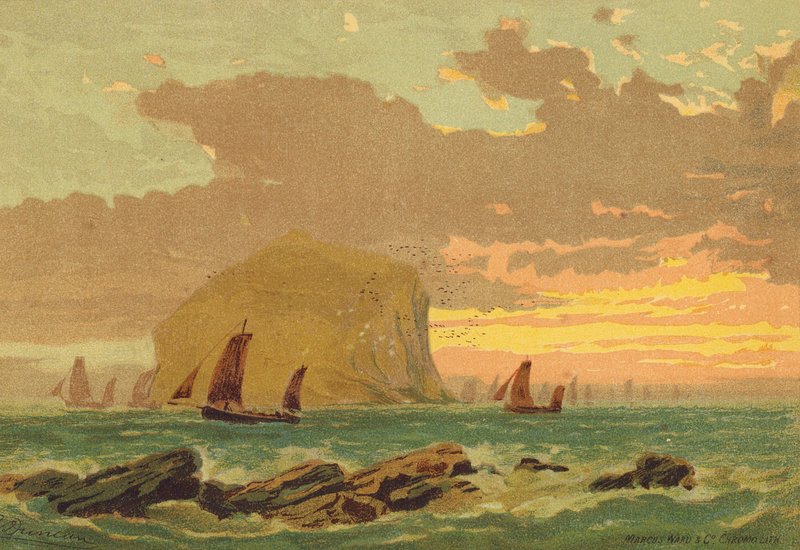 The Bass Rock (barevná litografie) od Edward (after) Duncan