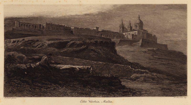 Staré město, Malta (rytina) od Edward (after) Lear