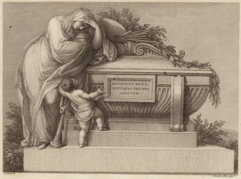 Pohřební lístek sira Joshuy Reynoldse od Edward Francis Burney