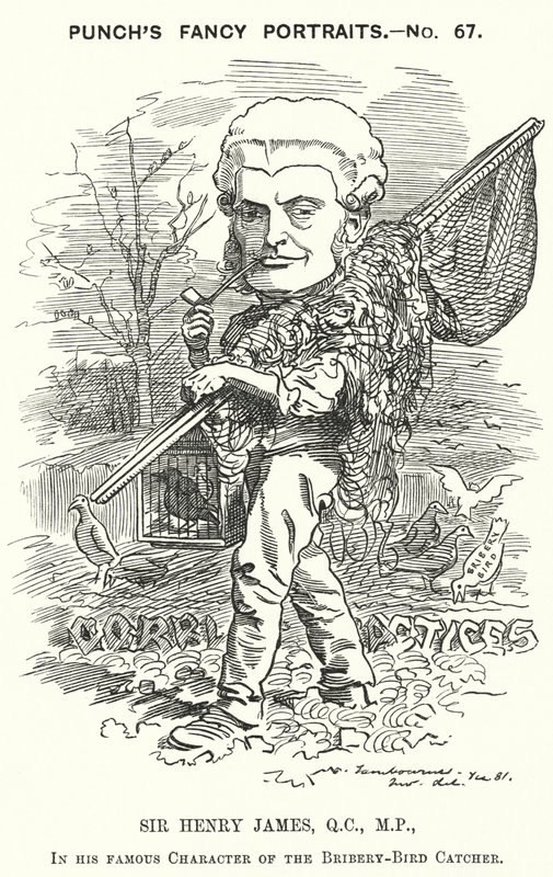 Punch karikatura: Sir Henry James od Edward Linley (after) Sambourne