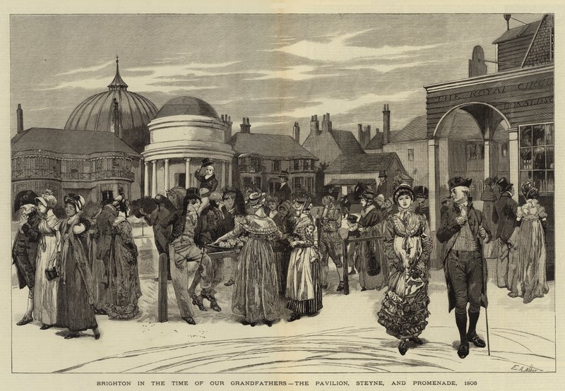 Brighton za časů našich dědů, pavilon, Steyne a promenáda, 1805 od Edwin Austin Abbey
