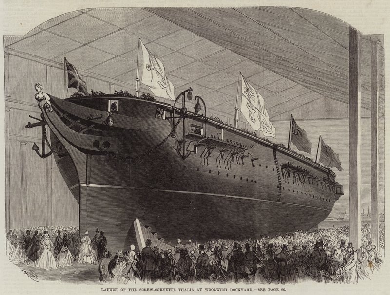 Start Screw-Corvette Thalia ve Woolwich Dockyard od Edwin Weedon