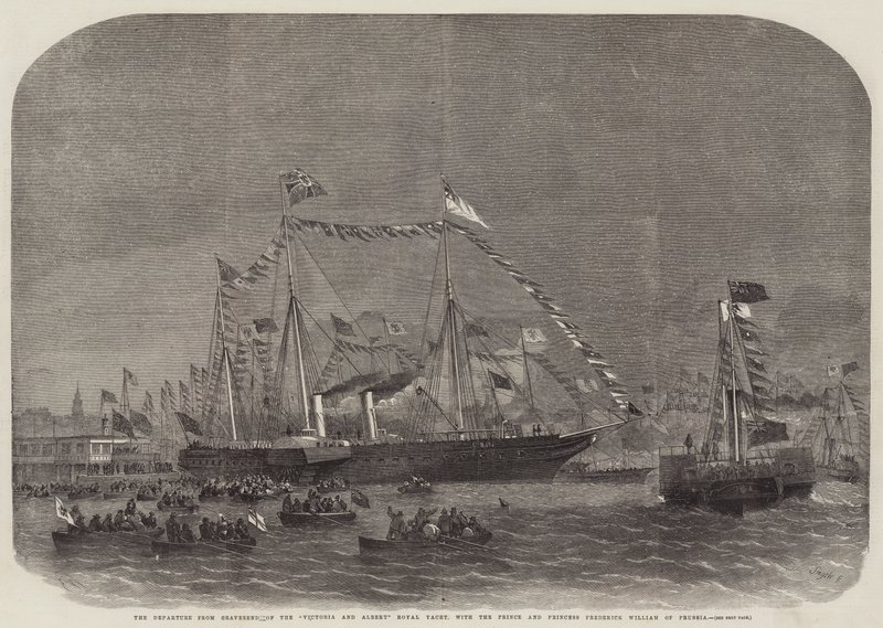Odplutí z Gravesend of the Victoria and Albert Royal Yacht s princem a princeznou Frederickem Williamem Pruským od Edwin Weedon
