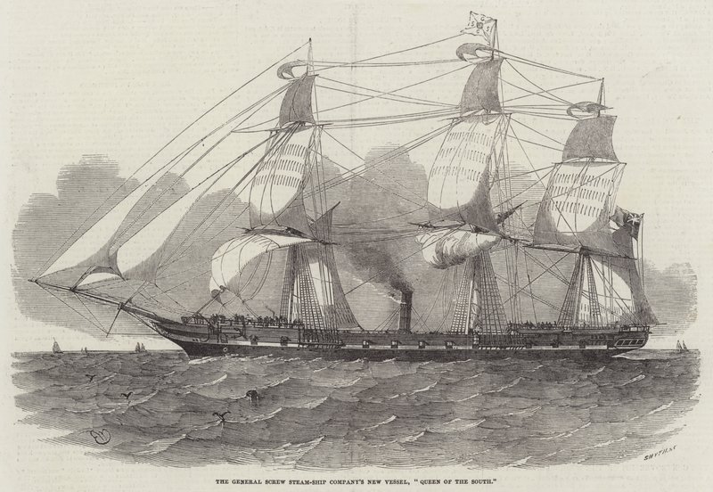 Nová loď společnosti General Screw Steam-Ship Company, královna jihu od Edwin Weedon