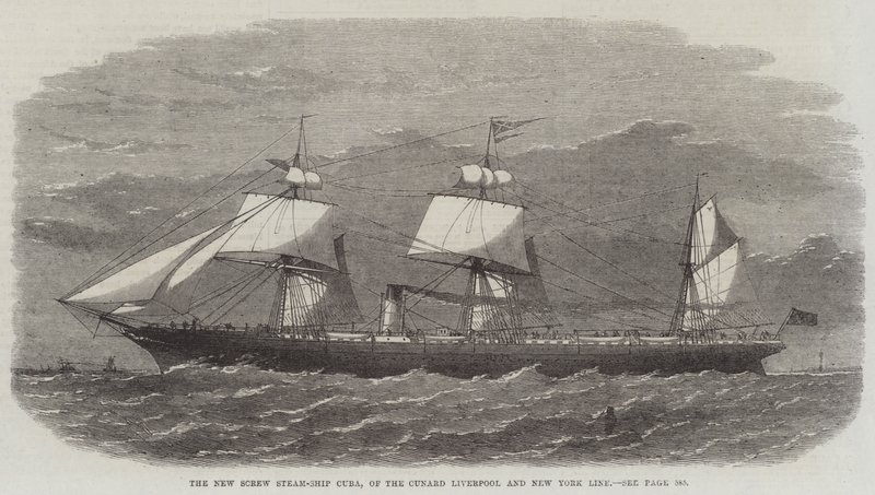 The New Screw Steam-Ship Cuba, Cunard Liverpool and New York Line od Edwin Weedon