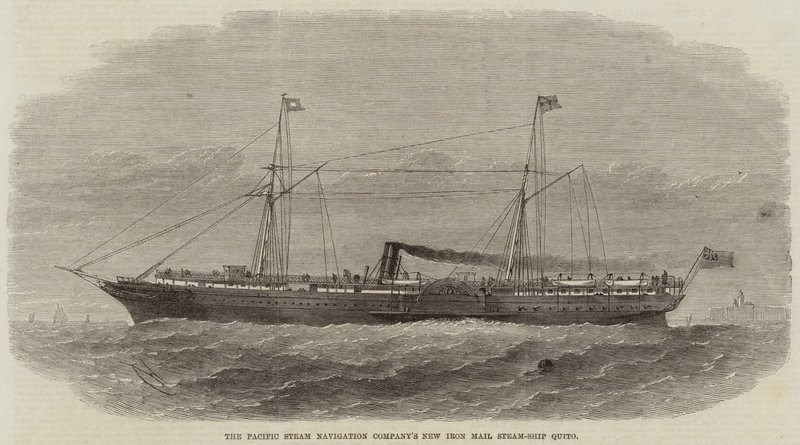 Nová parní loď Iron Mail Quito společnosti Pacific Steam Navigation Company od Edwin Weedon