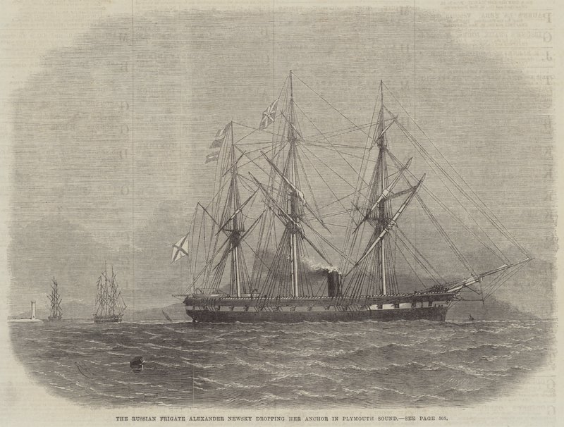 Ruská fregata Alexander Newsky shodila kotvu v Plymouth Sound od Edwin Weedon