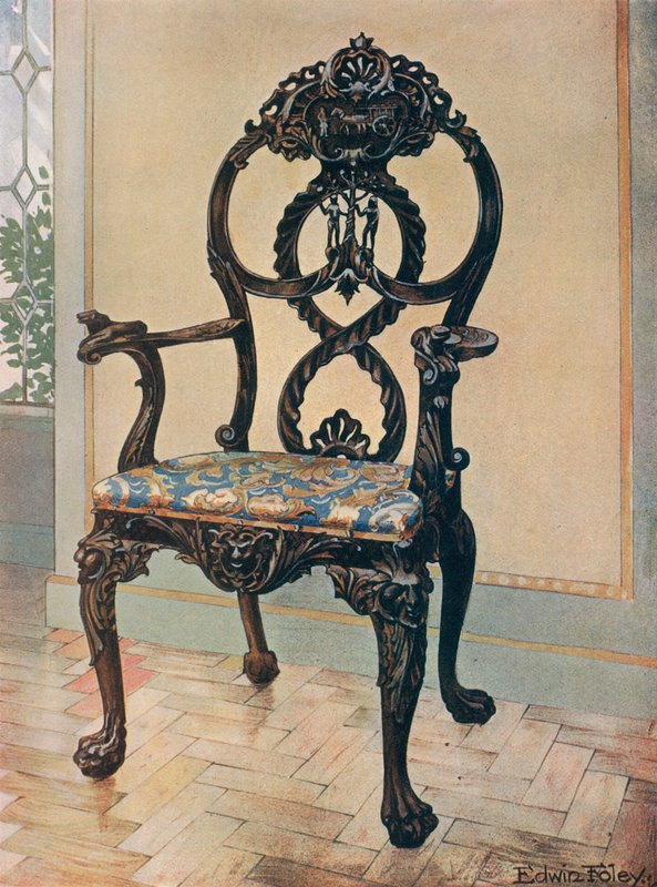 Vyřezávané křeslo předsedy – Early Chippendale od Edwin John Foley