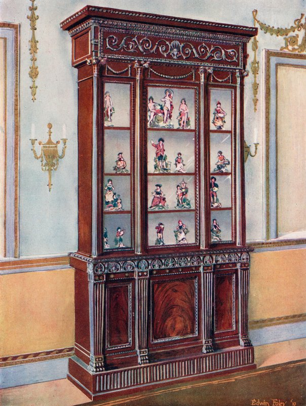 Vyřezávané mahagonové skříňky na porcelán - Adamův vliv od Edwin John Foley