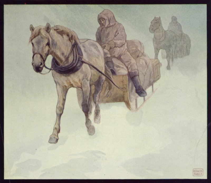 Sibiřští poníci v Antarktidě (barva litho) od Edwin Noble