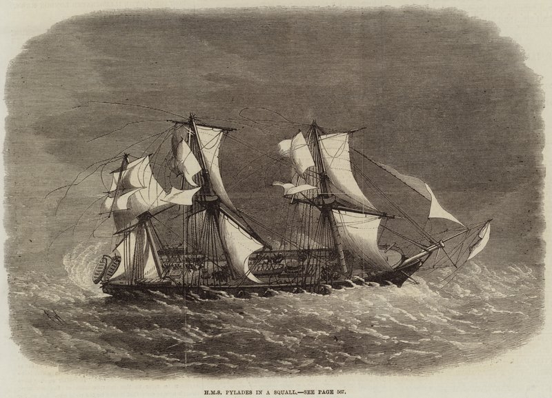 HMS Pylades v bouři od Edwin Weedon