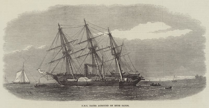 HMS Racer na mělčinu na Ryde Sands od Edwin Weedon