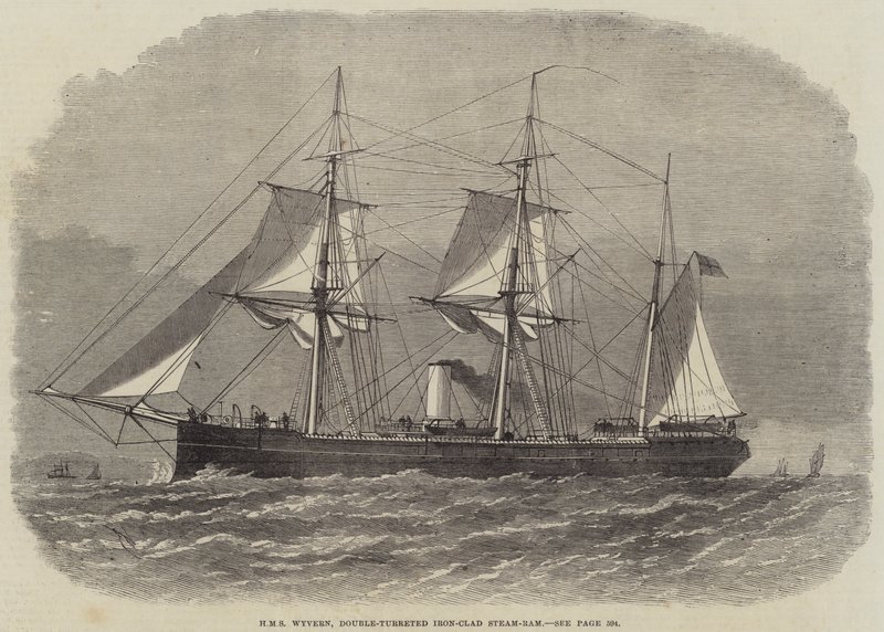 HMS Wyvern, železný parní beran s dvojitou věží od Edwin Weedon