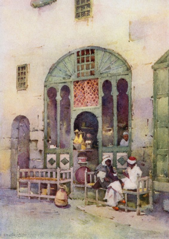 An Arab Cafe, Káhira (barevné lito) od Ella Du Cane