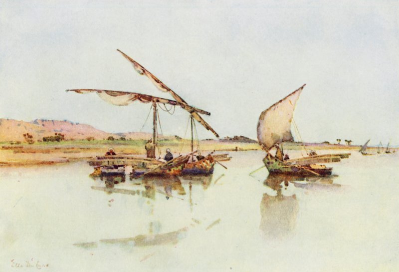Rybářské lodě na Nilu (barva litho) od Ella Du Cane