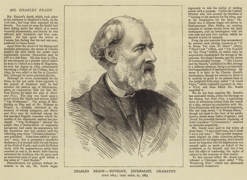 Charles Reade , romanopisec, novinář, dramatik od English School