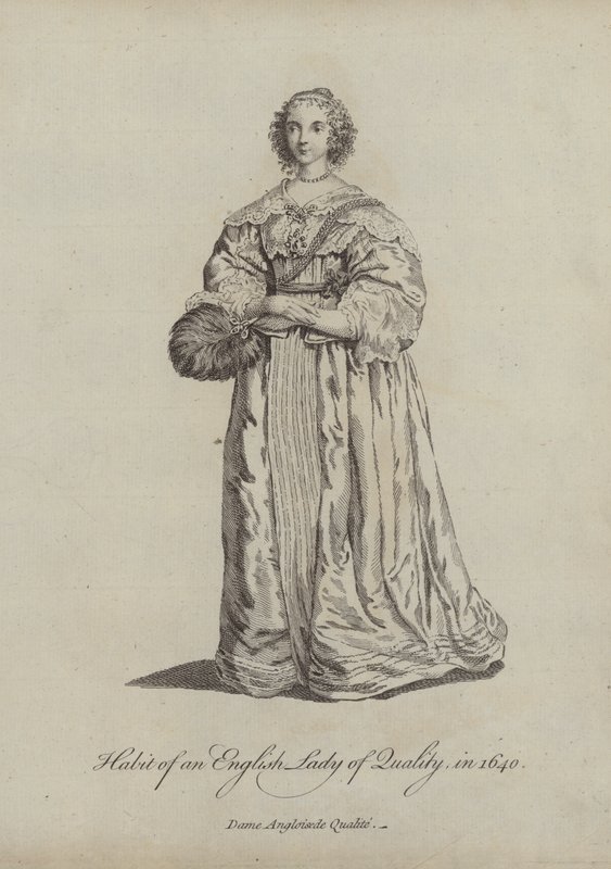 Zvyk anglické dámy kvality v roce 1640 od English School