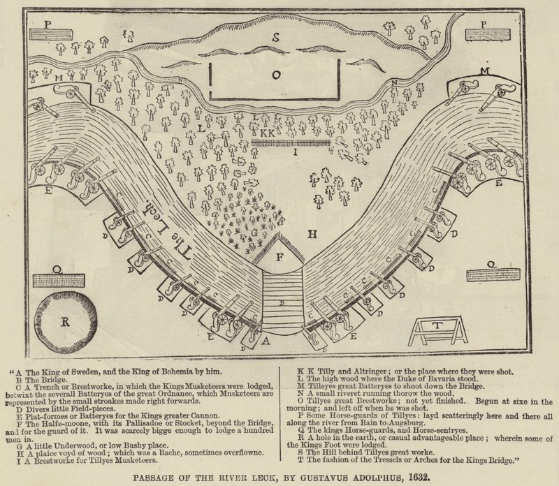 Průchod řeky Leck, Gustavus Adolphus, 1632 od English School