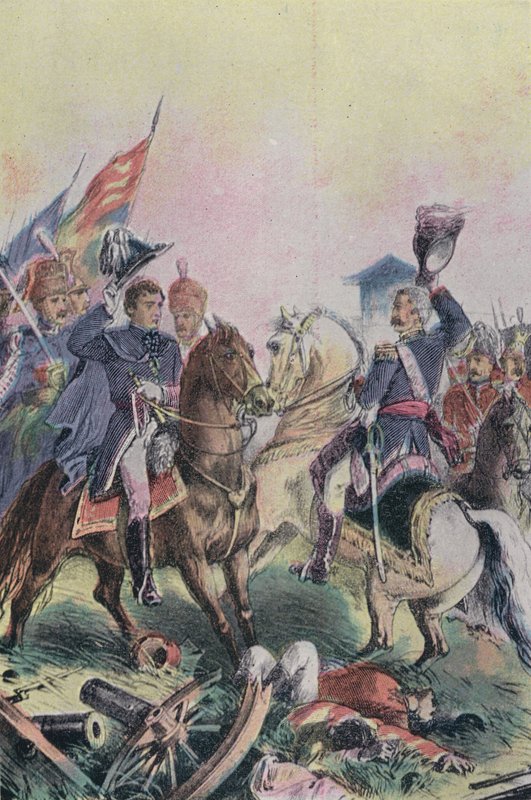 Setkání vévody z Wellingtonu a polního maršála Bluchera po bitvě u Waterloo, 1815 od English School