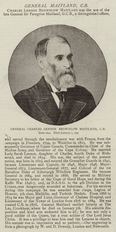 Generál Charles Lennox Brownlow Maitland, CB od English Photographer