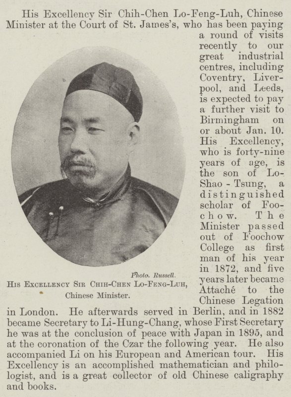 Jeho Excelence sir Chih-Chen Lo-Feng-Luh, čínský ministr od English Photographer