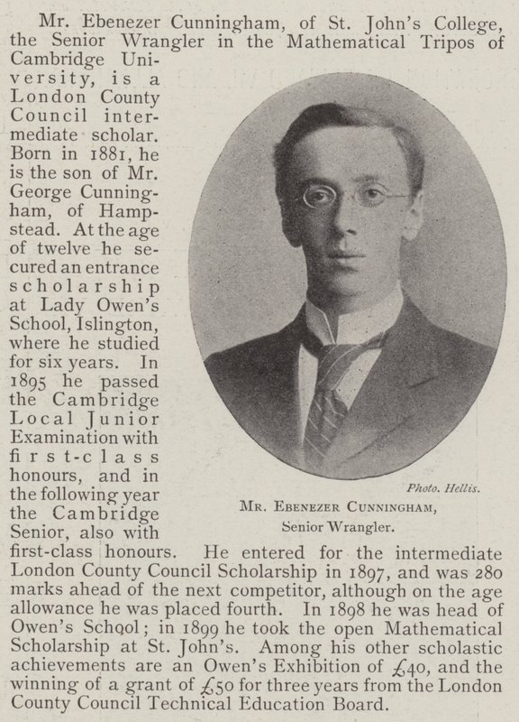 Pan Ebenezer Cunningham, senior Wrangler od English Photographer