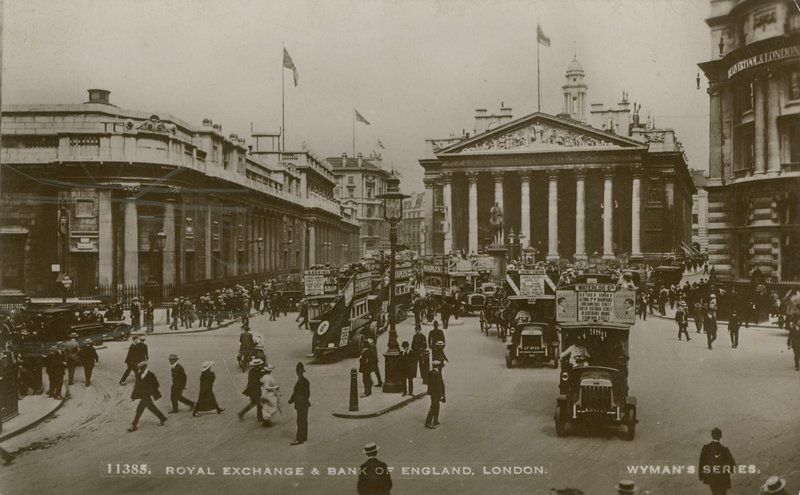 Royal Exchange a Bank of England, Londýn od English Photographer